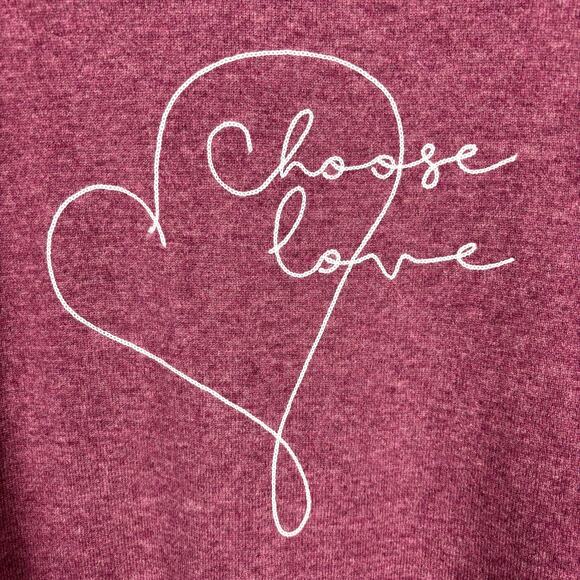 REPEAT 100% Cashmere Sweater XS mauve red Choose Love embroidered Heart - Picture 3 of 8